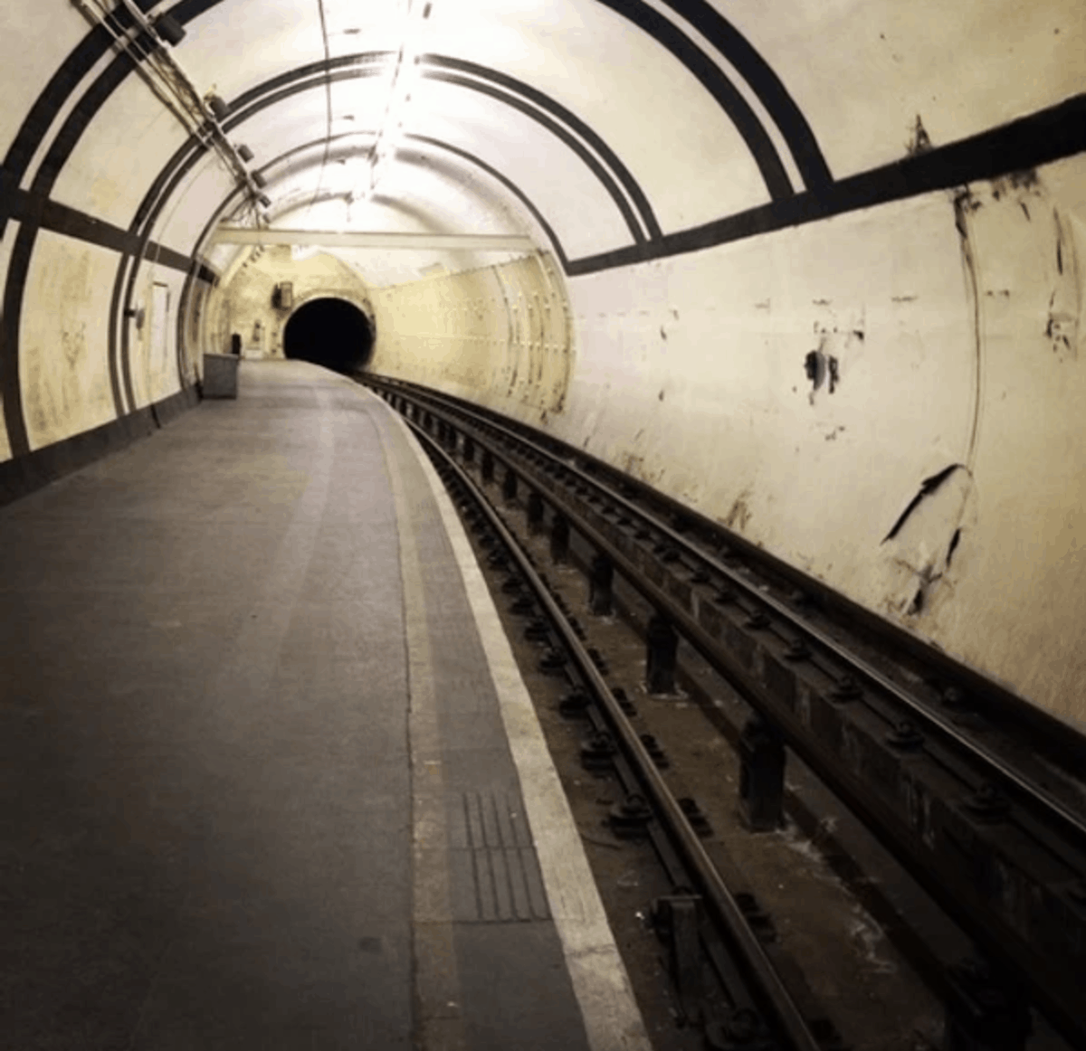 abandoned platform at a London underground station