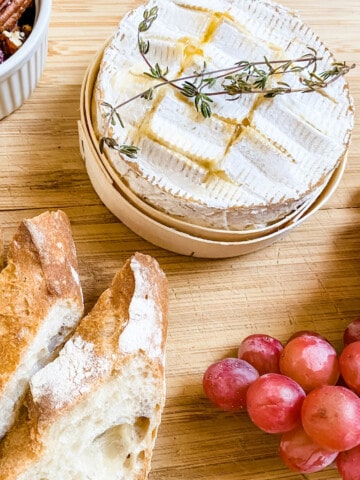 baked camembert with honey, pecans and cranberries
