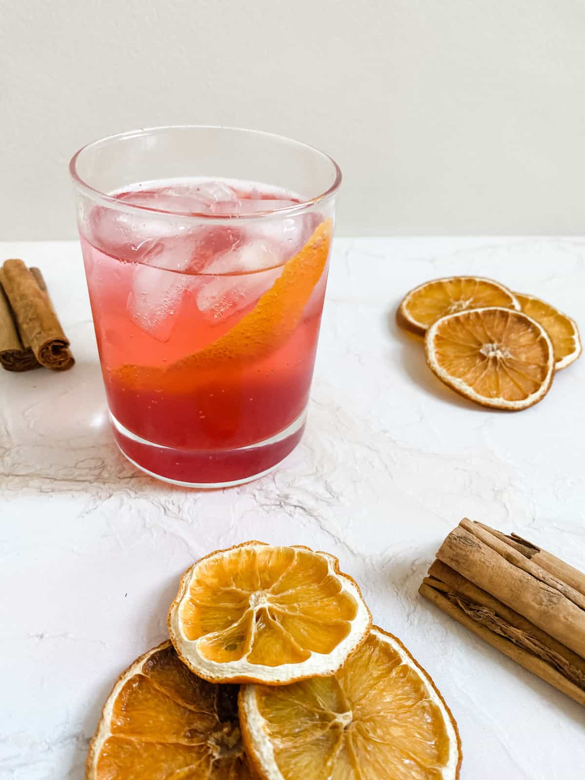 Christmas cordial mixed with soda water to make a mocktail 