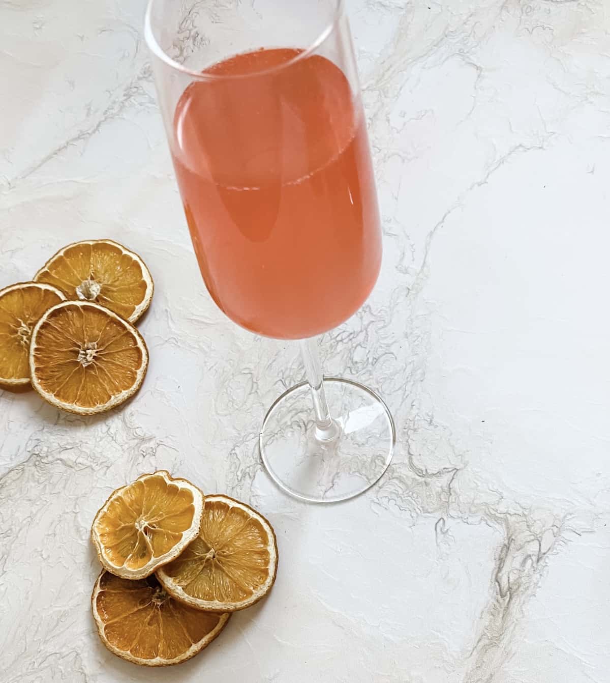 A glass of christmas cordial mixed with champagne 