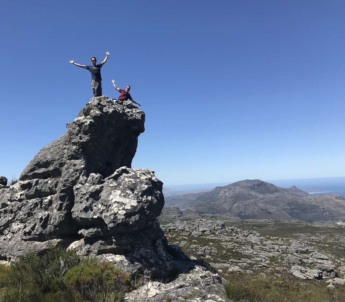 Two hikers on Table Mountain. 