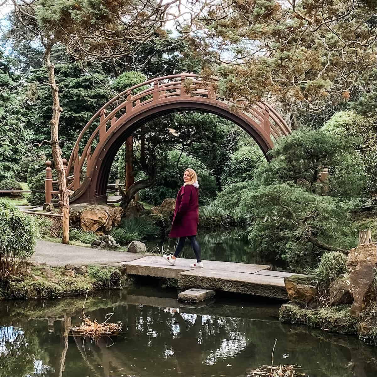 Rosanna Stevens walking under the moon bridge. 