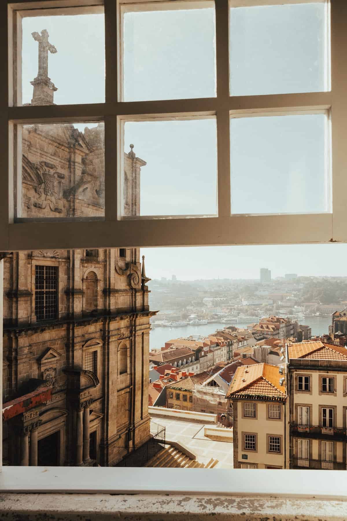 A view of buildings out of a window