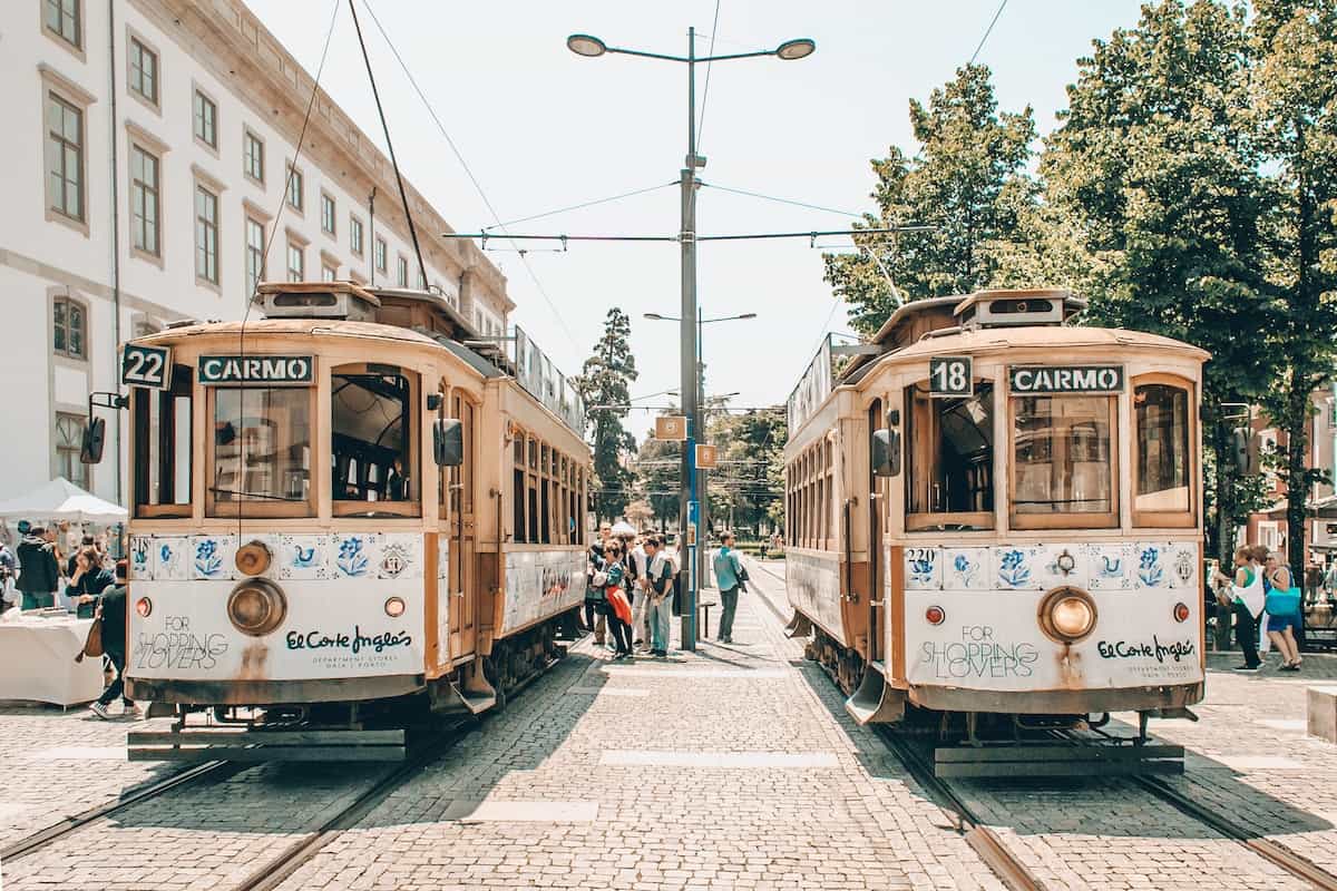 A tram parked on the side of the street