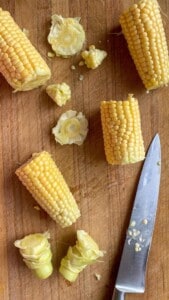sweet corn cut into pieces