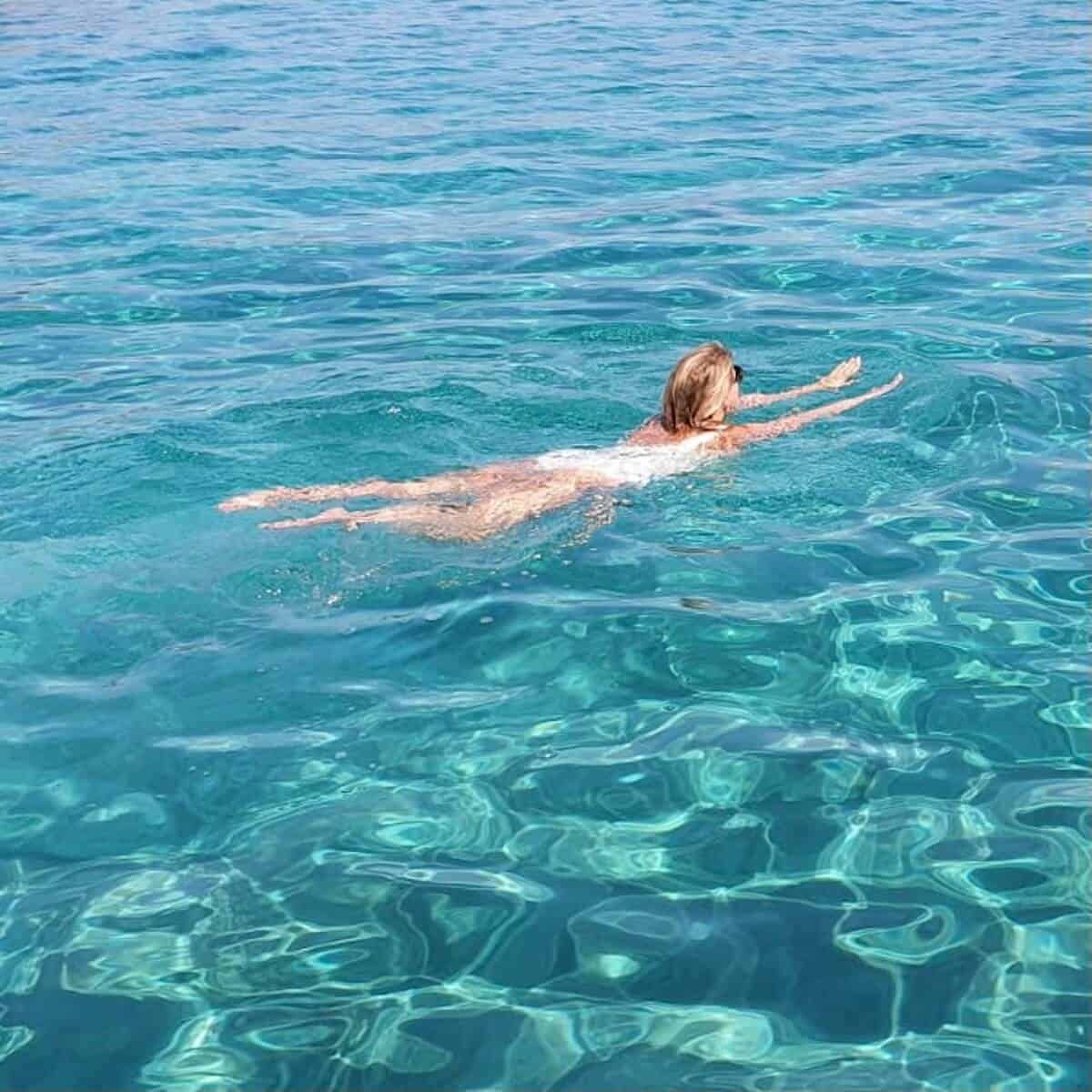 swimming in the blue lagoon in Cyprus 