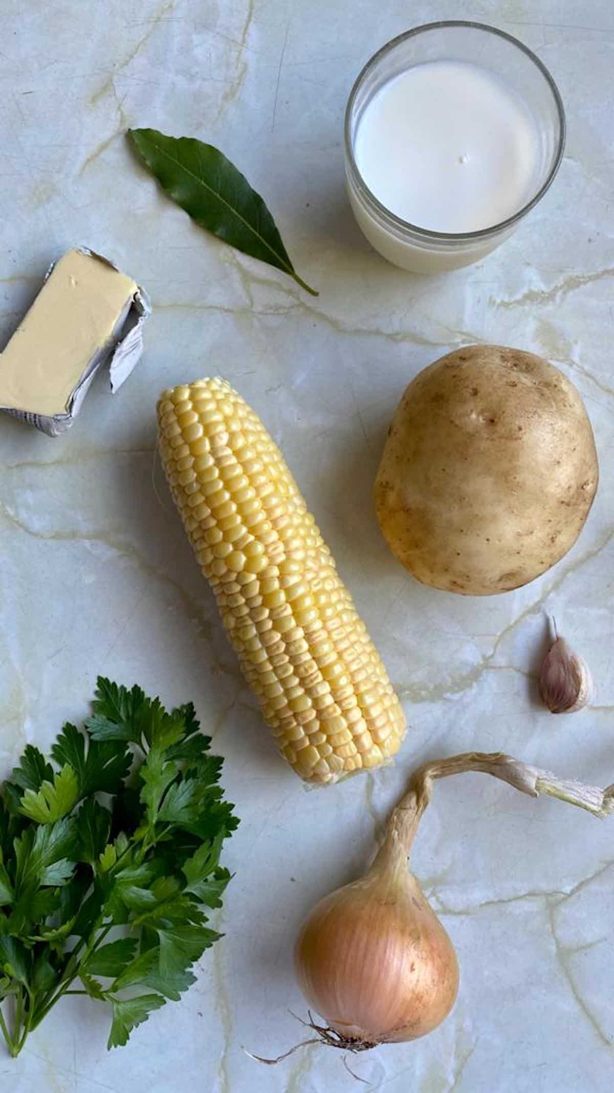 ingredients for smoked haddock and corn chowder