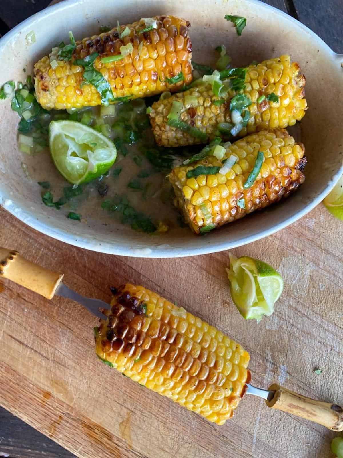 Grilled Corn in Foil with Lemon Dill Butter 