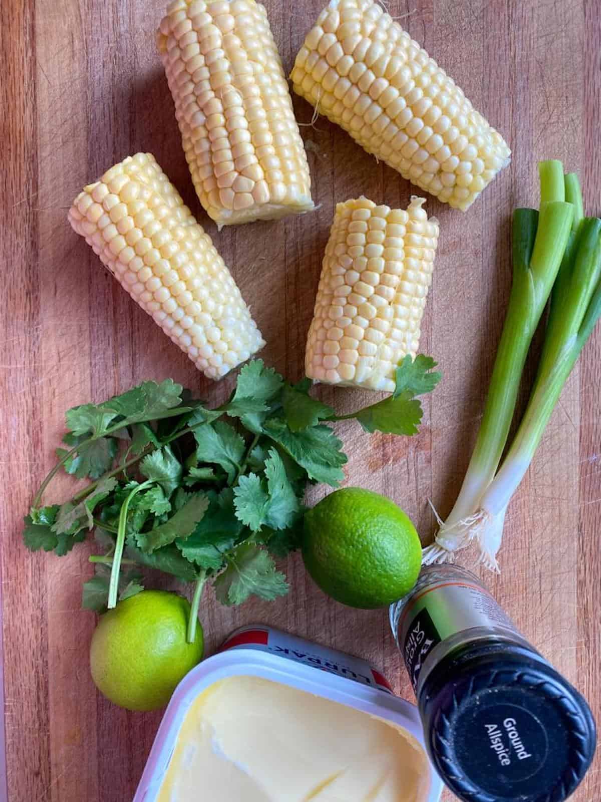 ingredients for buttered sweet corn with spiced compound butter