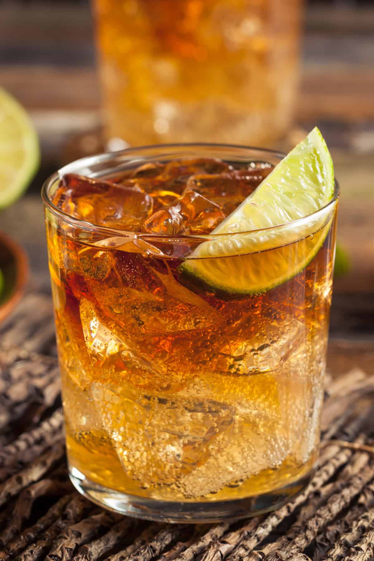 Dark and stormy rum cocktail