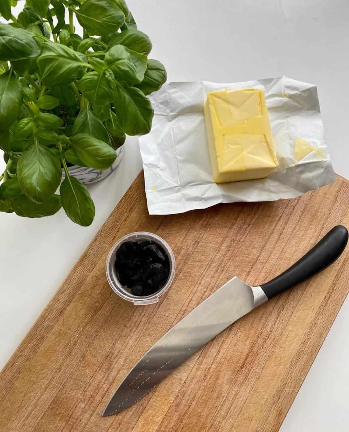 ingredients for black garlic butter