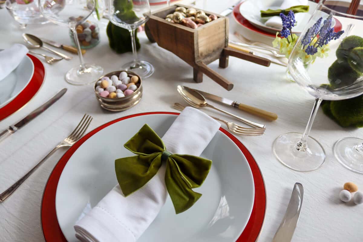 A table laid for Easter dinner 