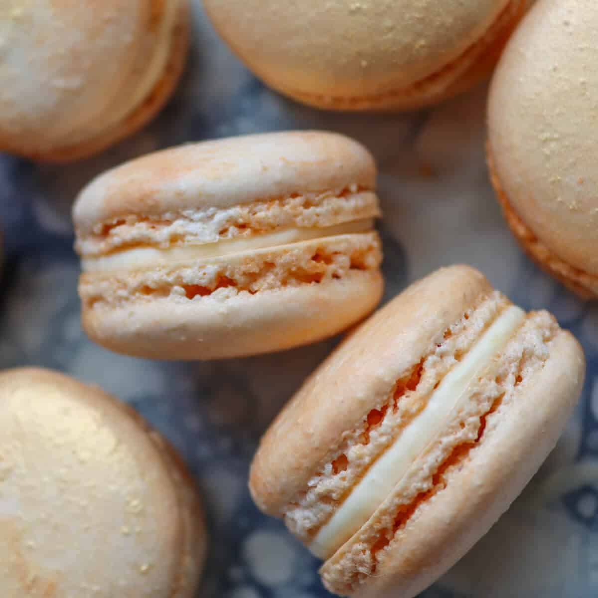 macarons on a serving platter.