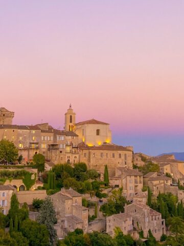 The village of Gorde in Provence, at sunset.