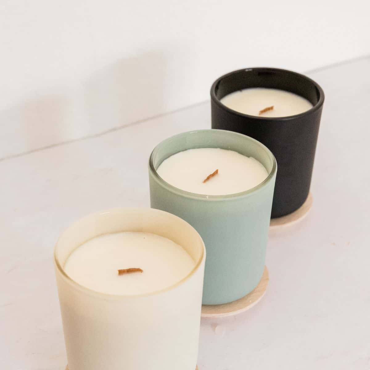 Scented candles on a table. 