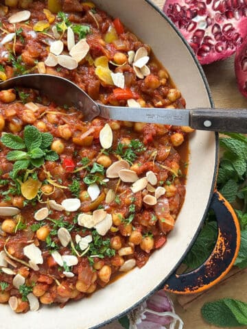 Chickpea Tagine in a Serving dish.