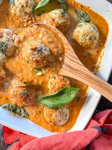 Marry Me Turkey Meatballs in serving dish.