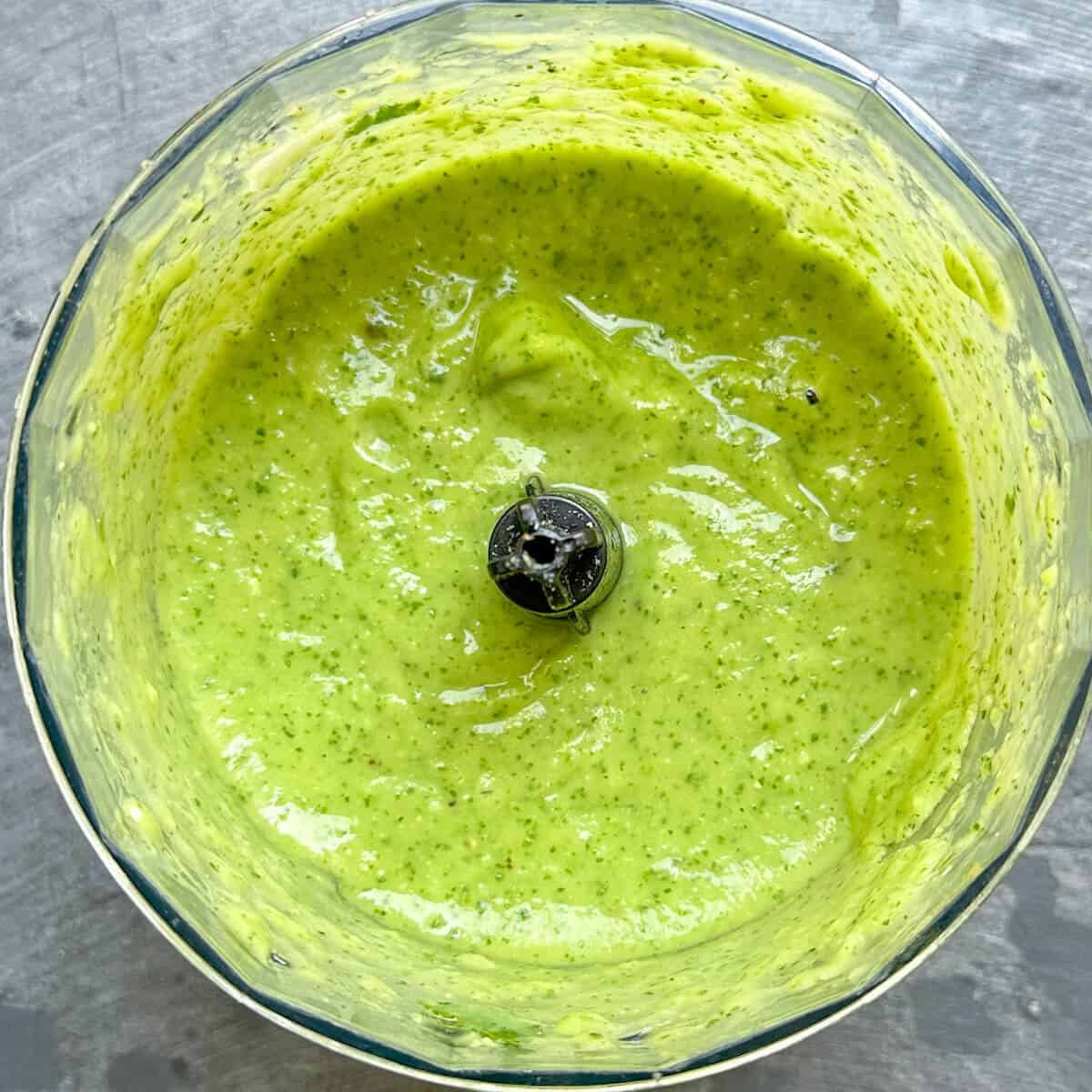 Blended lime avocado sauce.