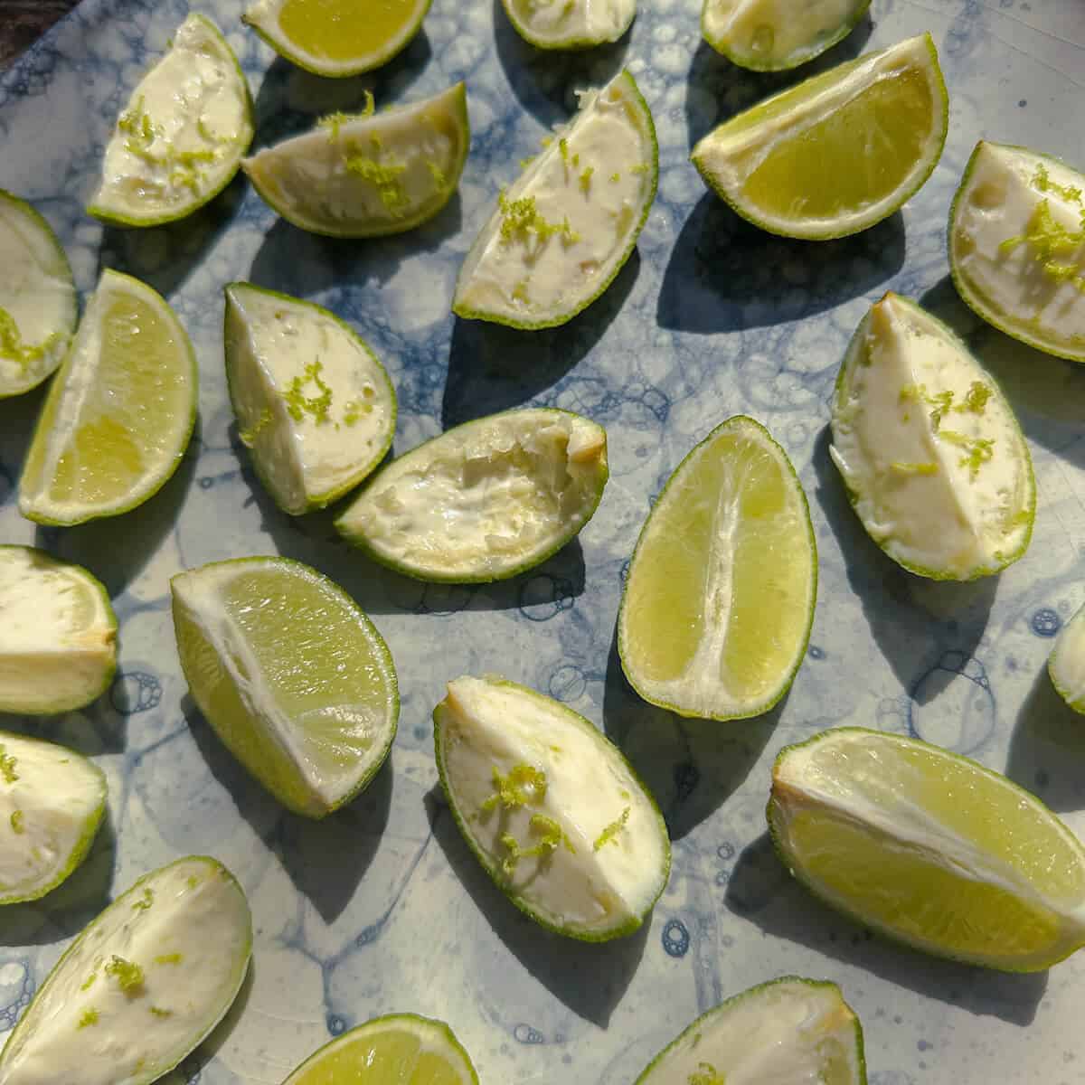A plate of lime ice cream bites.