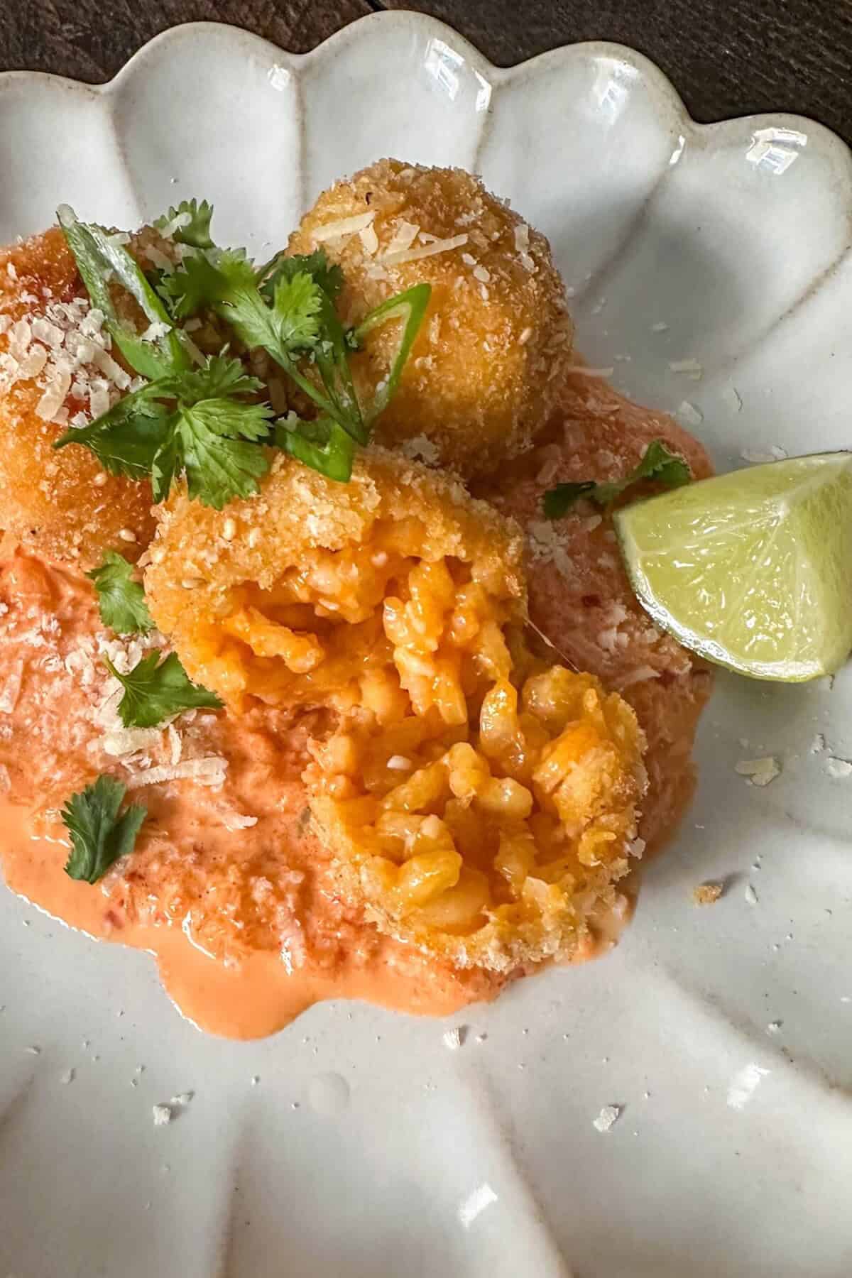 Gochujang arancini balls recipe.